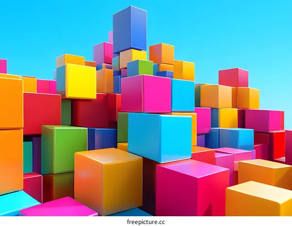 Colorful 3D Cubes Abstract Background