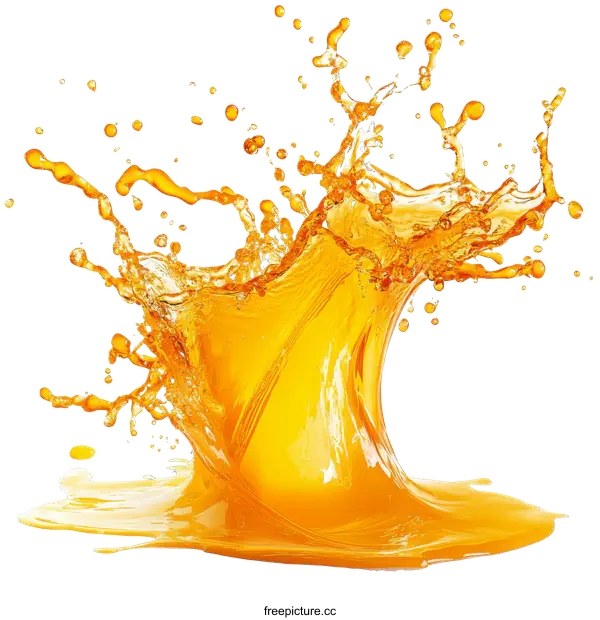 [Transparent Background PNG]Orange Juice Splash Abstract Art