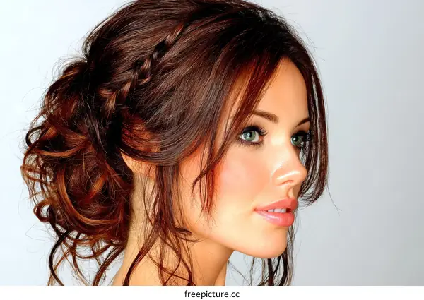 Elegant Womans Hairstyle Closeup