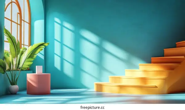 Stylish Interior Design with Vivid Colors and Geometric Shapes