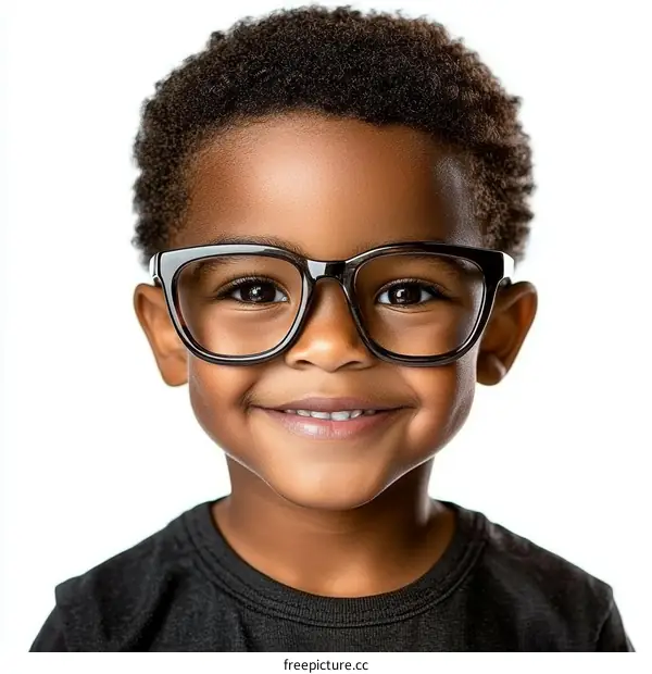 Smiling Child Wearing Glasses Portrait
