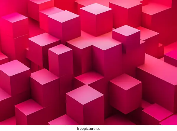 Abstract Pink Cubes 3D Illustration