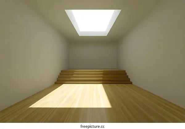 Minimalist Interior Design with Skylight and Wooden Floor