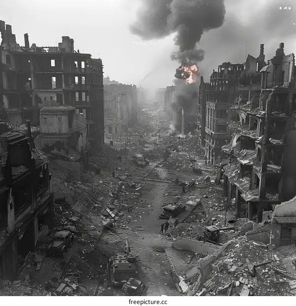 The ruins of Warsaw after the Warsaw Uprising in World War II