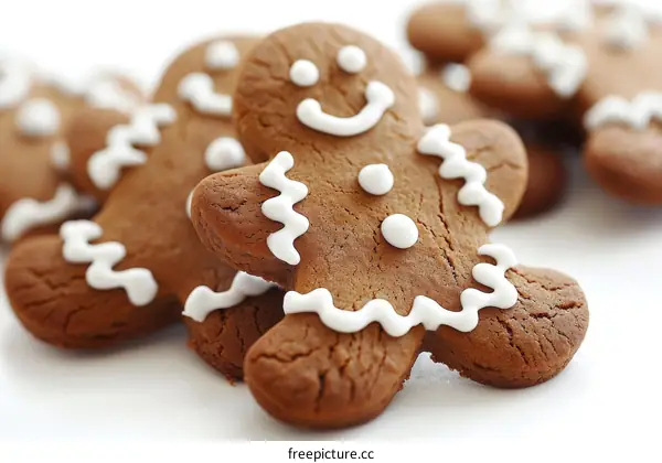 A close-up image of a gingerbread man cookie