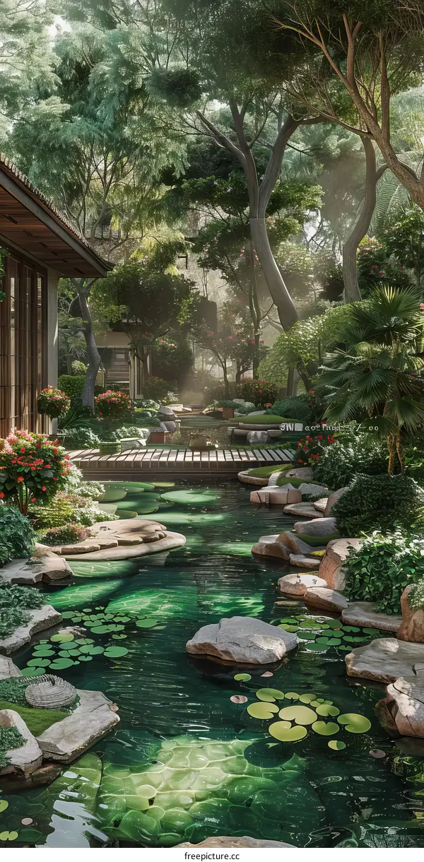 Tranquil Asian Garden Pathway