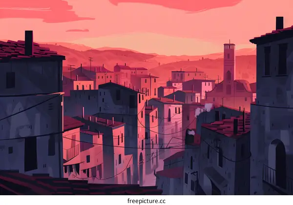 Sunset View Over a Cityscape