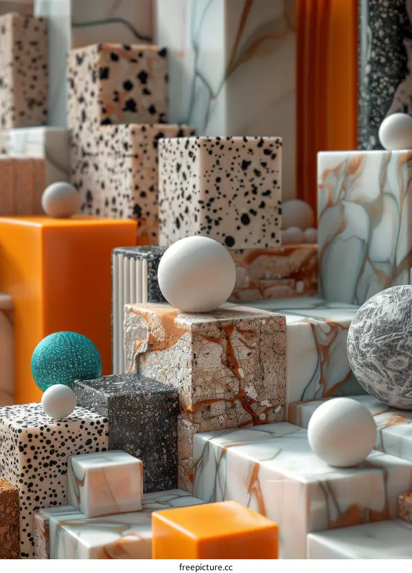 Geometric Shapes and Spheres Arrangement