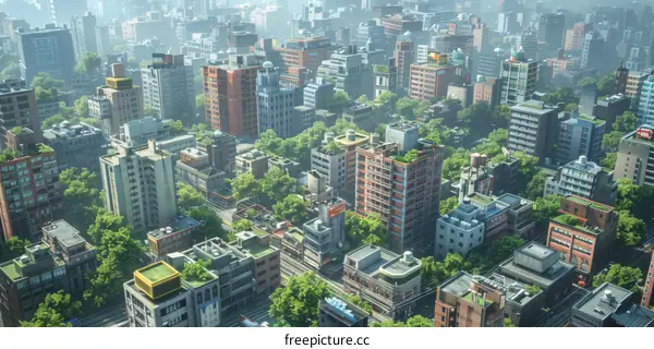 Cityscape Aerial View Illustration