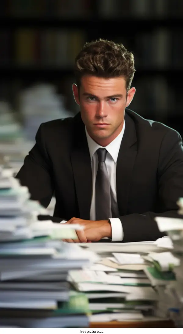 Young professional man looking stressed with paperwork