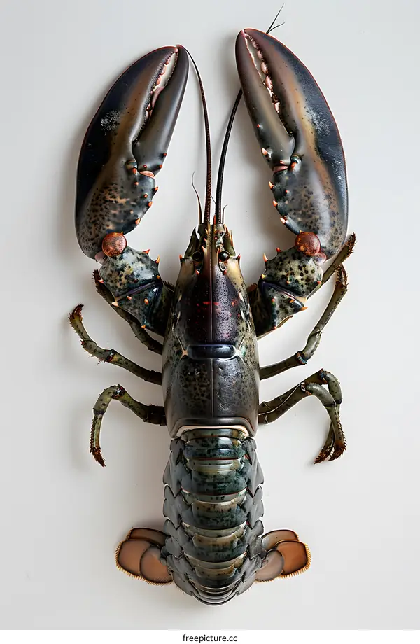 A studio photo of a lobster