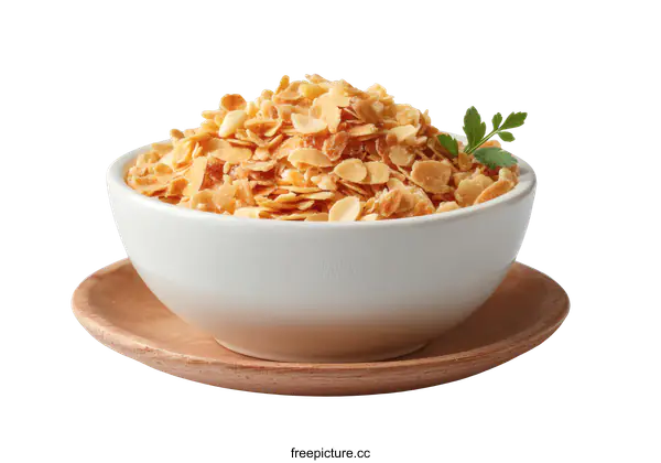 [Transparent Background PNG]Almond Crumbles in a White Bowl