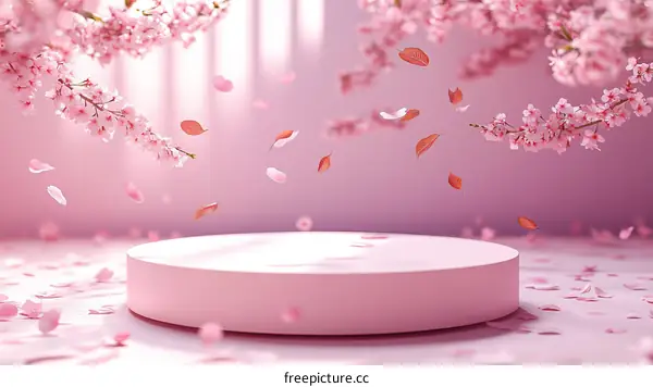 Pink Cherry Blossom Display Podium