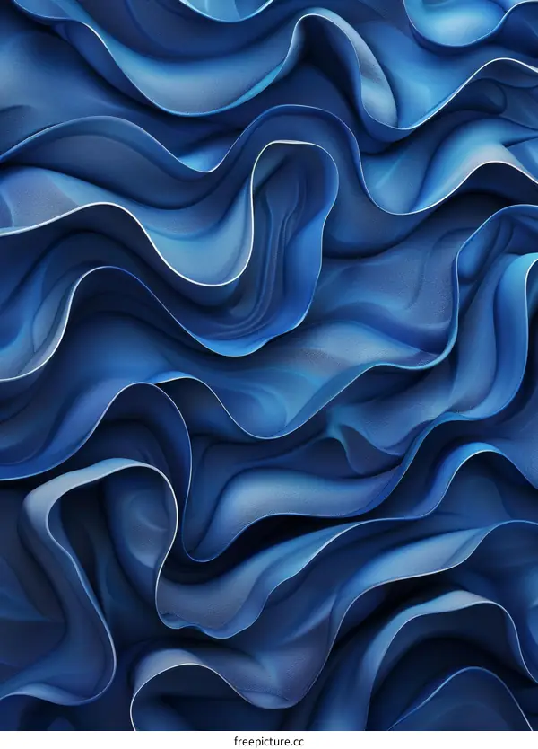 Blue 3D Wavy Digital Illustration