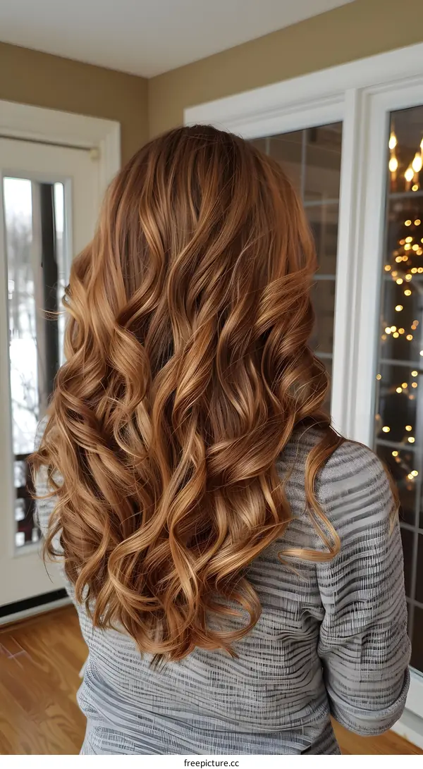 Brunette woman with long wavy hair