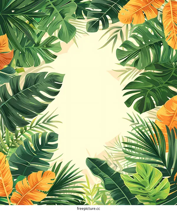 Tropical Leaves Border Frame Background