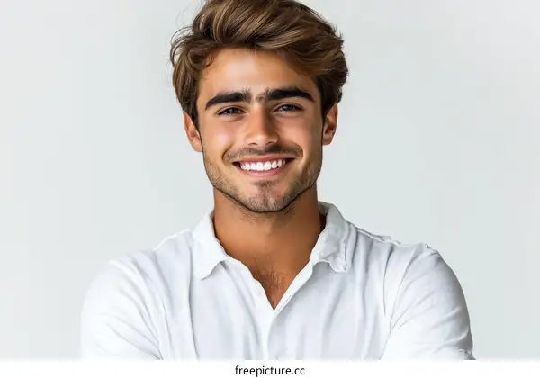 Smiling Man Portrait Against a Plain Background