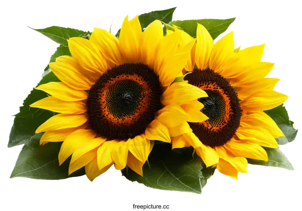 [Transparent Background PNG]Close Up of Two Beautiful Sunflowers