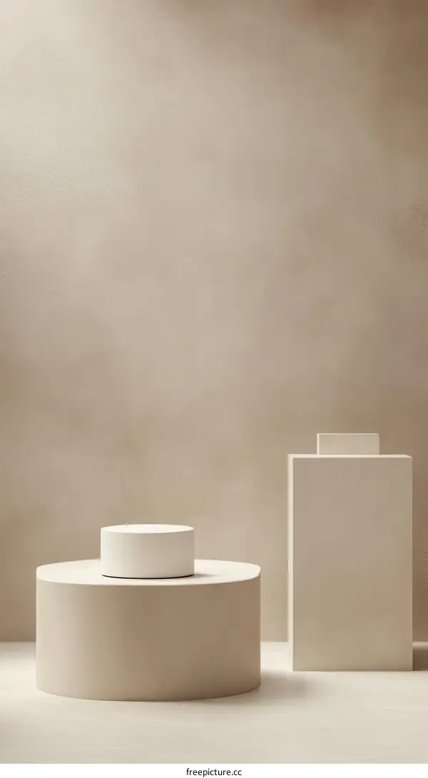 Minimalist Display Podiums in Beige Tones