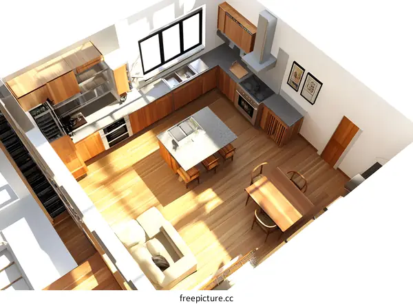 Modern Kitchen Design with Wooden Cabinets and Island