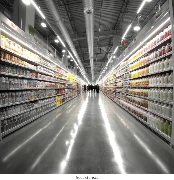 Modern Grocery Store Interior with Many Products