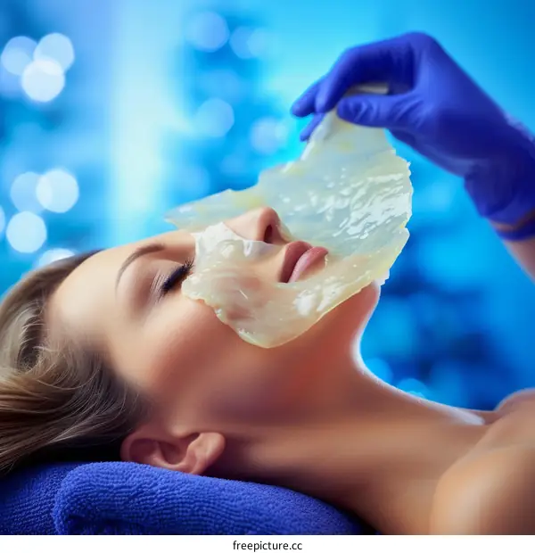 woman getting a facial mask applied