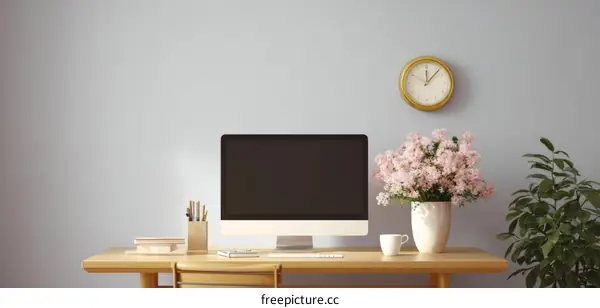 Modern Minimalist Home Office Workspace Illustration