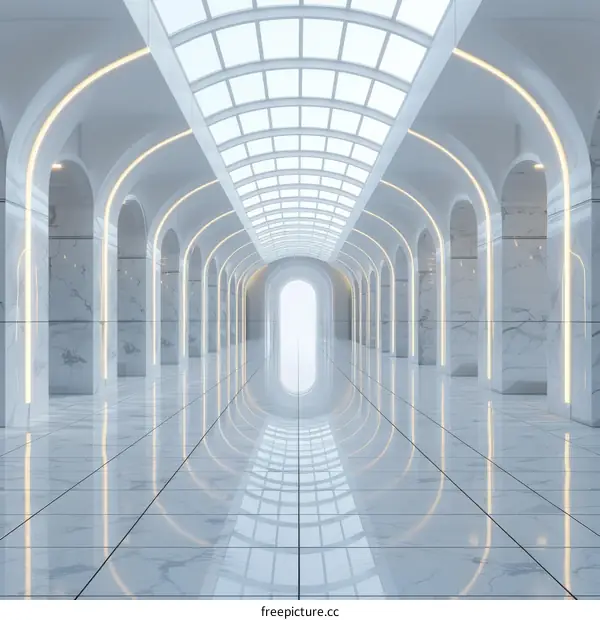 Modern Architectural Corridor with Marble and Light