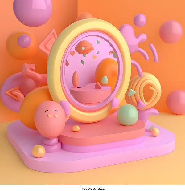 3D Abstract Background with Pastel Colors and Geometric Shapes