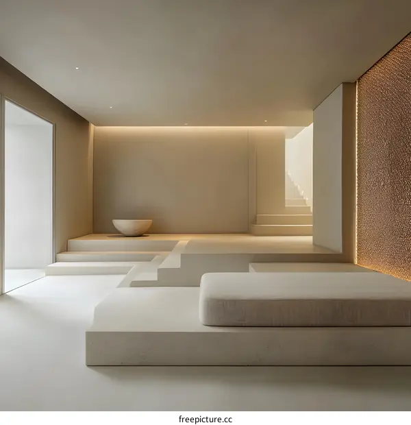 Minimalist Interior Design with Stone and Wood Features