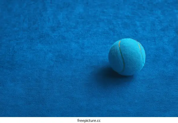 Single Blue Tennis Ball on a Blue Surface
