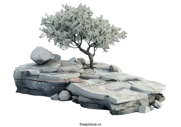 [Transparent Background PNG]Tree on a floating rock island
