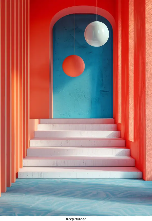 Colorful Interior Design with Staircase