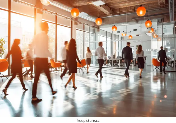 Business people walking in a modern office