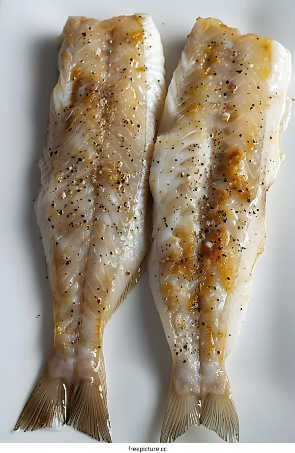Two Fried Fish on a White Plate