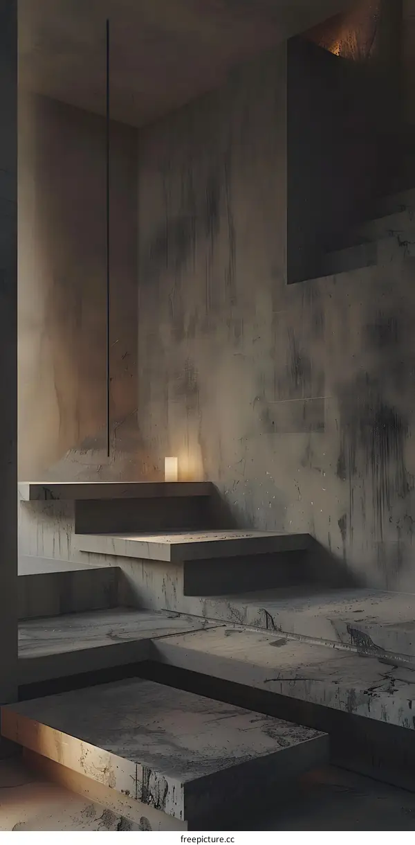 Abstract Minimalist Concrete Room Interior Design with Light