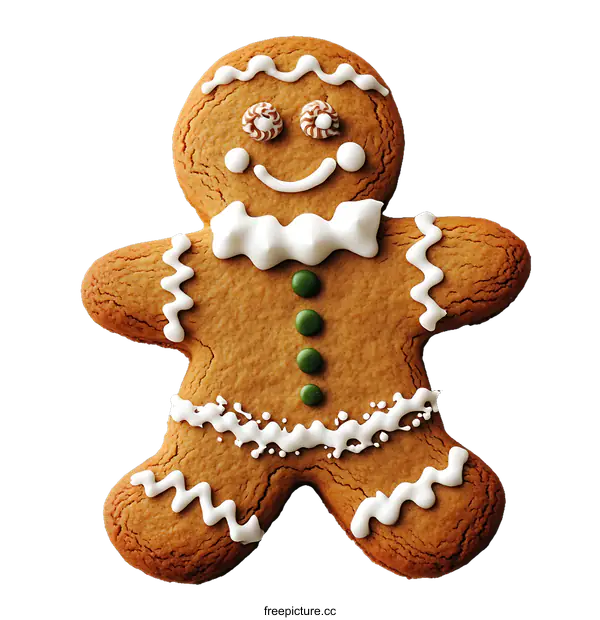 [Transparent Background PNG]Gingerbread Man Cookie Decorated