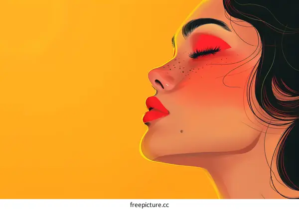 An illustration of a woman's face in profile with her eyes closed