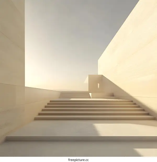 Minimalist Architecture with Stairs and Walls