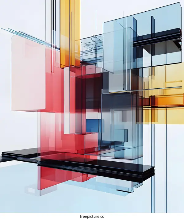 Abstract Glass Architecture with Vibrant Colors