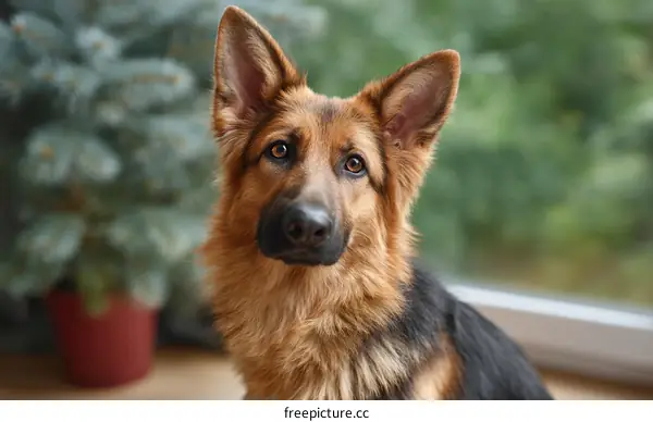 German Shepherd Dog Portrait Close Up