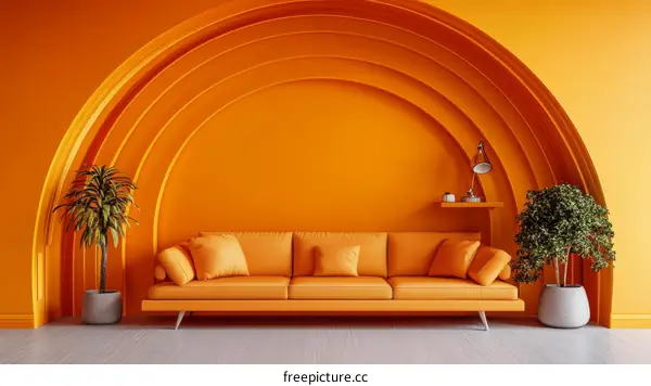 Modern Orange Living Room Interior Design