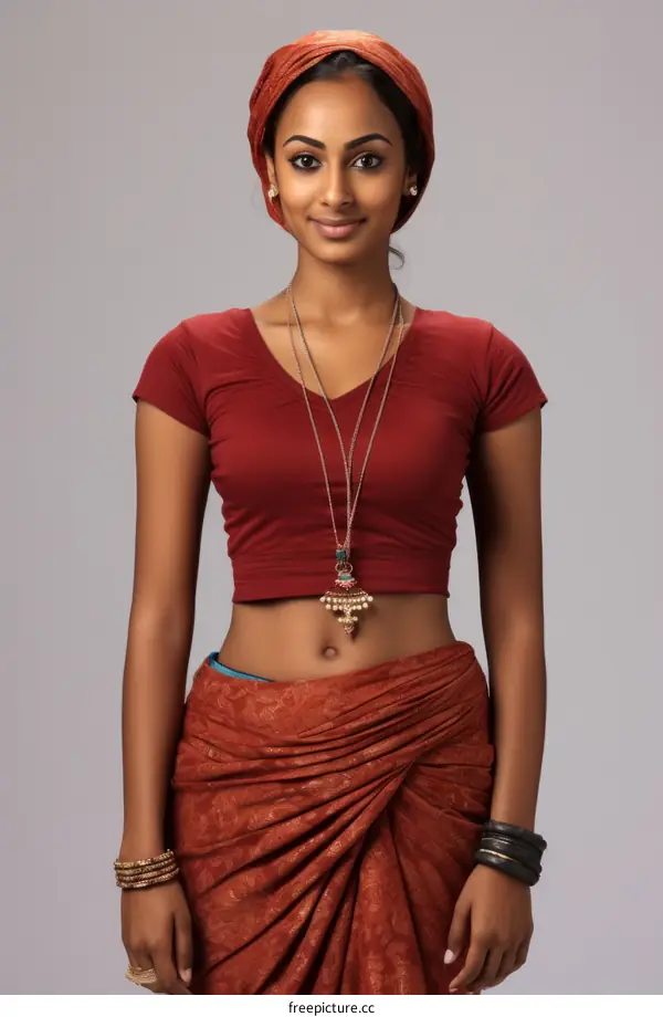 Portrait of a beautiful Indian woman in traditional clothing