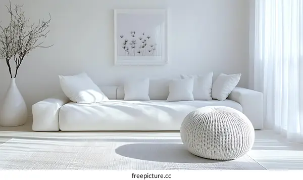 Modern Minimalist White Living Room Interior