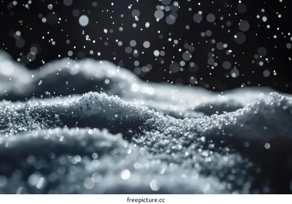 A winter wonderland of snow-covered hills and falling snow