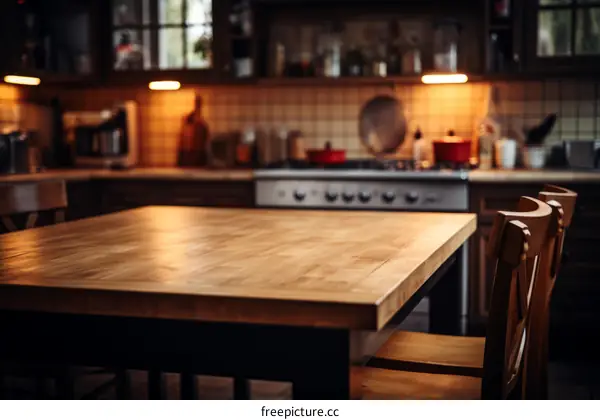 Cozy Rustic Kitchen with Wooden Dining Table