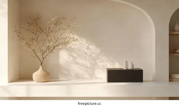 Minimalist Interior Design with Dried Flowers