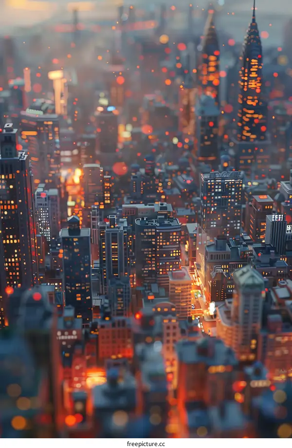 City lights at night from above