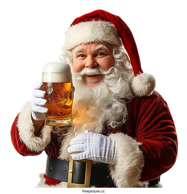 [Transparent Background PNG]Santa Claus with Christmas Beer Mug