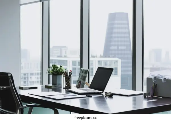 Modern Office Interior with Desk and Computer